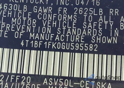 2016 Toyota Camry Se from USA, damaged, VIN 4T1BF1FK0GU595582